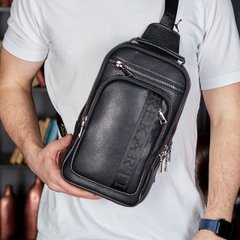 Чоловіча сумка-слінг із натуральної шкіри Tiding Bag MК-14403 чорний, Черный