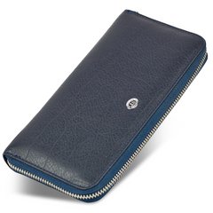 Темно-синій гаманець-клатч з ремінцем на руку з натуральної шкіри ST Leather ST45-2, Синий