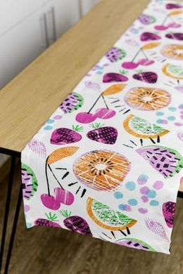 Доріжка на стіл Violet cherries 136х40 см, Бежевий, Новорічний
