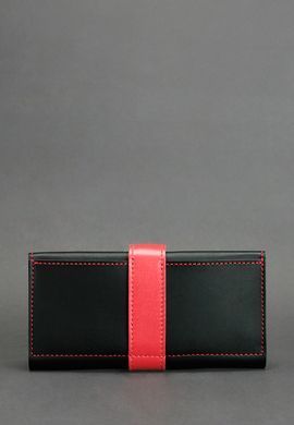 Кожаное женское портмоне 3.0 черное с красным