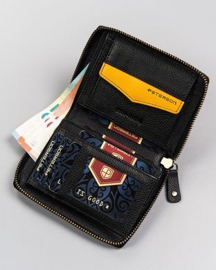Кошелек мужской кожаный Peterson PTN 340.03 BLACK+YELLOW черный