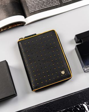 Кошелек мужской кожаный Peterson PTN 340.03 BLACK+YELLOW черный