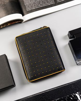 Кошелек мужской кожаный Peterson PTN 340.03 BLACK+YELLOW черный