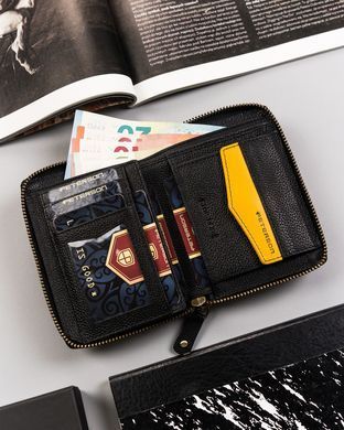 Кошелек мужской кожаный Peterson PTN 340.03 BLACK+YELLOW черный