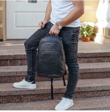 Чоловічий шкіряний рюкзак для ноутбука та поїздок Tiding Bag B2-14657A чорний