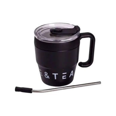 Термокружка Coffee & Tea с трубочкой черная HP-14-23B