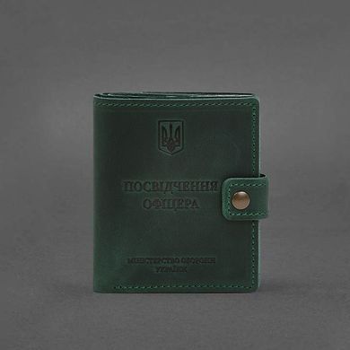 Кожаная обложка-портмоне для удостоверения офицера с карманом для жетона 11.1 зеленая Crazy Horse