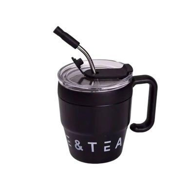 Термокружка Coffee & Tea с трубочкой черная HP-14-23B