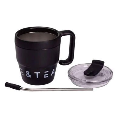 Термокружка Coffee & Tea с трубочкой черная HP-14-23B
