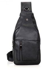 Чоловічий шкіряний слінг рюкзак на одне плече TIDING BAG A25F-017-1A чорний, Черный