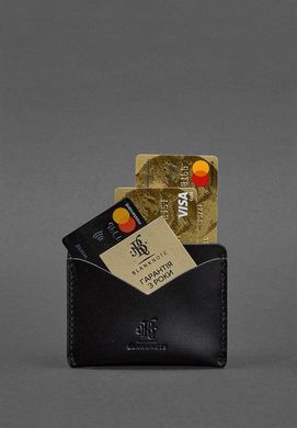 Шкіряна візитниця 5.0 вугільно-чорна, Черный, Натуральна шкіра Kayzer