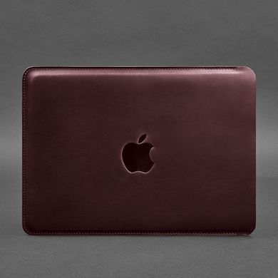 Кожаный чехол для MacBook 14 дюймов Бордовый Crazy Horse