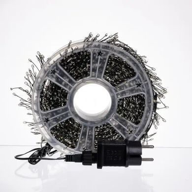 Новогодняя гирлянда комнатная роса Хвойная лапа 50 м 1500 LED зеленый провод Синее сияние D1500L50MGBL