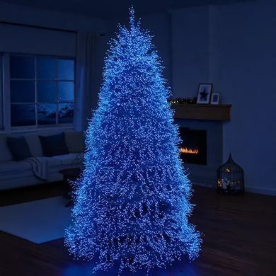 Новогодняя гирлянда комнатная роса Хвойная лапа 50 м 1500 LED зеленый провод Синее сияние D1500L50MGBL