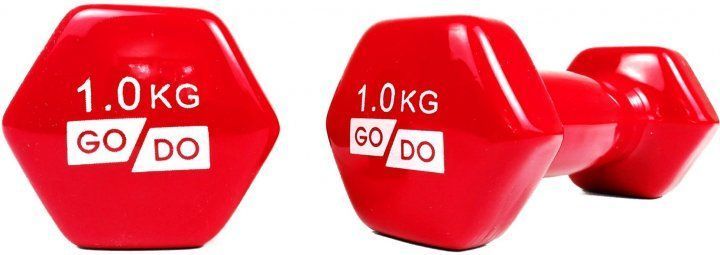 Гантели для фитнеса виниловые 1 кг 2 шт набор FORTE GO DO GD1R красный
