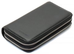 Чорний чоловічий гаманець-клатч на дві блискавки з натуральної шкіри Marco Coverna MC-801, Черный