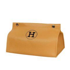Салфетница из эко кожи 20&times;7.5&times;11.5 см для салфеток на кнопках Желтый HP-3-213Y