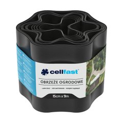 Cellfast Стрічка газонна, бордюрна, хвиляста, 15см x 9м, чорна, Черный