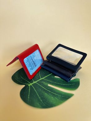 Обкладинка з натуральної шкіри на автодокументи, права, id паспорт з відділами для карток, 701250 (Синій), Синий