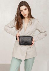 Шкіряна поясна сумка Dropbag Minі чорна, натуральна шкіра Krast