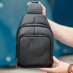 Чоловіча сумка-слінг із натуральної шкіри Tiding Bag TD-29799 чорна, Черный