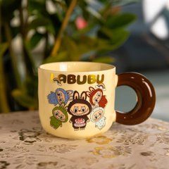 Чашка порцелянова Labubu 400 (мл) подарункова кружка прикольна чашка для дітей на подарунок FM-21A, Бежевий