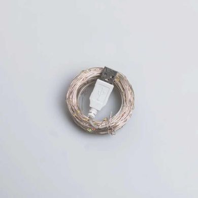Гирлянда роса 20 метров USB на 200 led светодиодов капля белый провод мультиколор USB200L20MWML