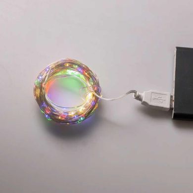 Гирлянда роса 20 метров USB на 200 led светодиодов капля белый провод мультиколор USB200L20MWML
