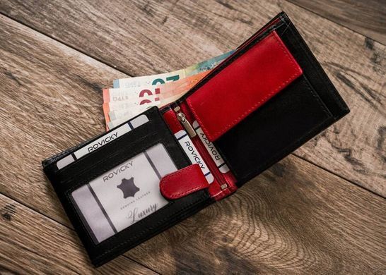 Гаманець чоловічий шкіряний ROVICKY N992-GOAN-5184 BLACK/RED чорний