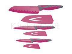 CW Набір ножів із ножнами і м'якою ручкою 3 одиниці рожевий
