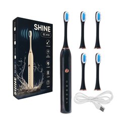 Зубна щітка електрична Shine 410, 5 насадок, чорна