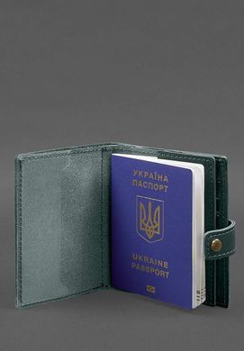 Шкіряна обкладинка-портмоне на паспорт з гербом України 25.0 Зелена, Зелений, натуральна шкіра Краст, прозора перегородка - пластифікований ПВХ (полівінілхлорид)