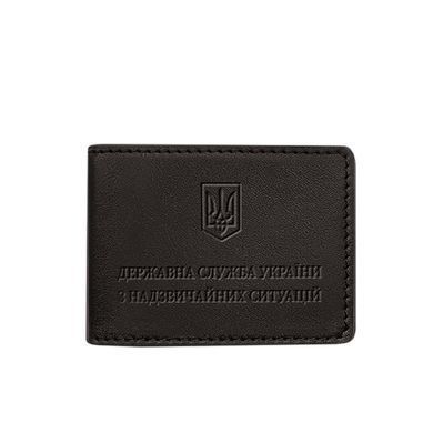 Кожаная обложка на удостоверение государственной службы Украины с чрезвычайных ситуаций (ДСНС) темно-коричневая