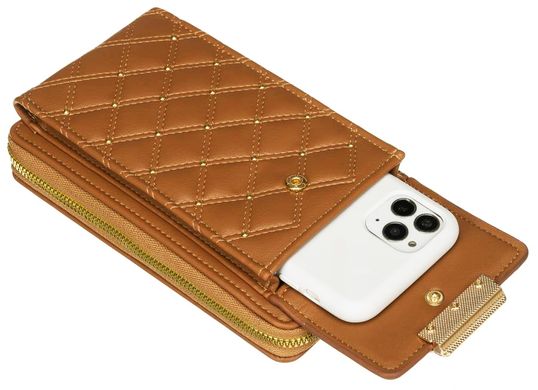 Сумка-гаманець жіноча із екошкіри з кишенею для телефону Peterson PTN M-09-4789 бежева