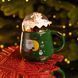 Чашка порцелянова з кришкою Christmas 400 (мл) Зелена Yiwu FM-CS-41A, Зелений