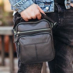 Чоловіча чорна сумка-кросбоді з натуральної шкіри Tiding Bag M2837A, Черный