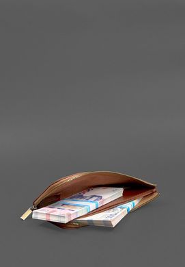 Шкіряне портмоне-купюрник на блискавці 14.1 світло-коричневе, натуральна шкіра Краст