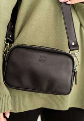 Женская кожаная сумка поясная/кроссбоди Holly черная
