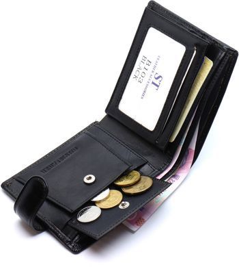 Стильне шкіряне чоловіче портмоне ST Leather В103 Коричневий, Черный