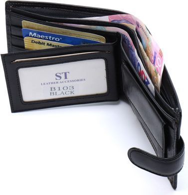 Стильне шкіряне чоловіче портмоне ST Leather В103 Коричневий, Черный