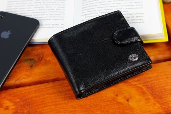 Стильне шкіряне чоловіче портмоне ST Leather В103 Коричневий, Черный
