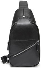 Сумка-слинг кожаная мужская Tiding Bag Черная - MK03983