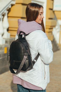 Рюкзак жіночий із натуральної шкіри. Чорний рюкзак міський шкіряний (76590)