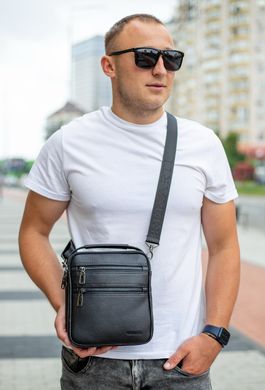 Шкіряна чоловіча сумка-барсетка через плече Bexhill BX-14660 чорна, Черный