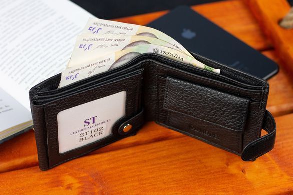 Классическое мужское портмоне из натуральной кожи ST Leather ST102 Черный