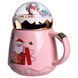 Чашка фарфоровая с крышкой Christmas 400 (мл) Розовый Yiwu FM-CS-41C