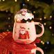 Чашка фарфоровая с крышкой Christmas 400 (мл) Розовый Yiwu FM-CS-41C