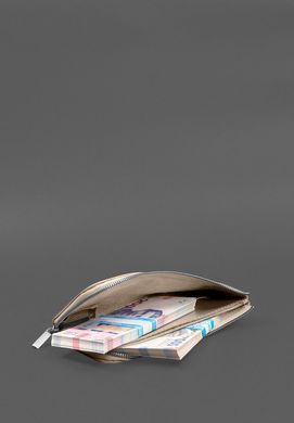Кожаный портмоне-купюрник на молнии 14.1 светло-бежевый