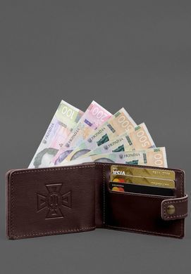 Кожаная обложка-портмоне на удостоверение ДСНС бордовая