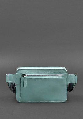 Шкіряна жіноча поясна сумка Dropbag Mini бірюзова, натуральна шкіра Krast